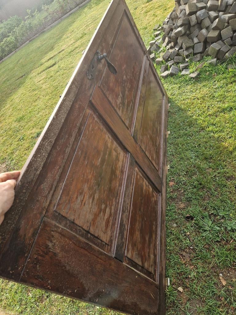 Hardhouten openslaande deuren garage, Doe-het-zelf en Verbouw, Gebruikt, Garagedeur, Ophalen of Verzenden, 120 cm of meer
