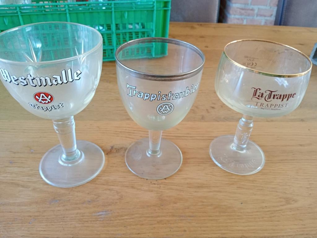 3 Trappist bierglazen, Ophalen of Verzenden, Gebruikt, Glas of Glazen, Overige merken