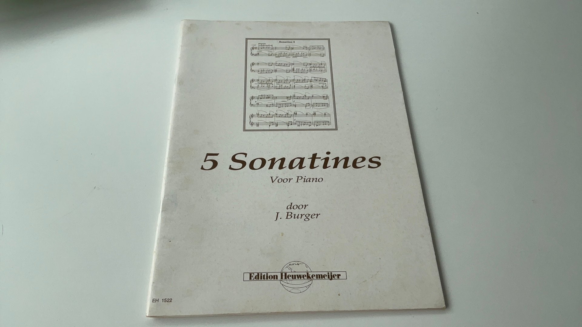 Pianoboek J. Burger 5 sonatines, Klassiek, Ophalen of Verzenden, Zo goed als nieuw, Artiest of Componist
