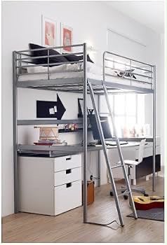 Ikea hoogslaper met bureaublad en stoel, Ophalen, Gebruikt, Eenpersoons, 90 cm
