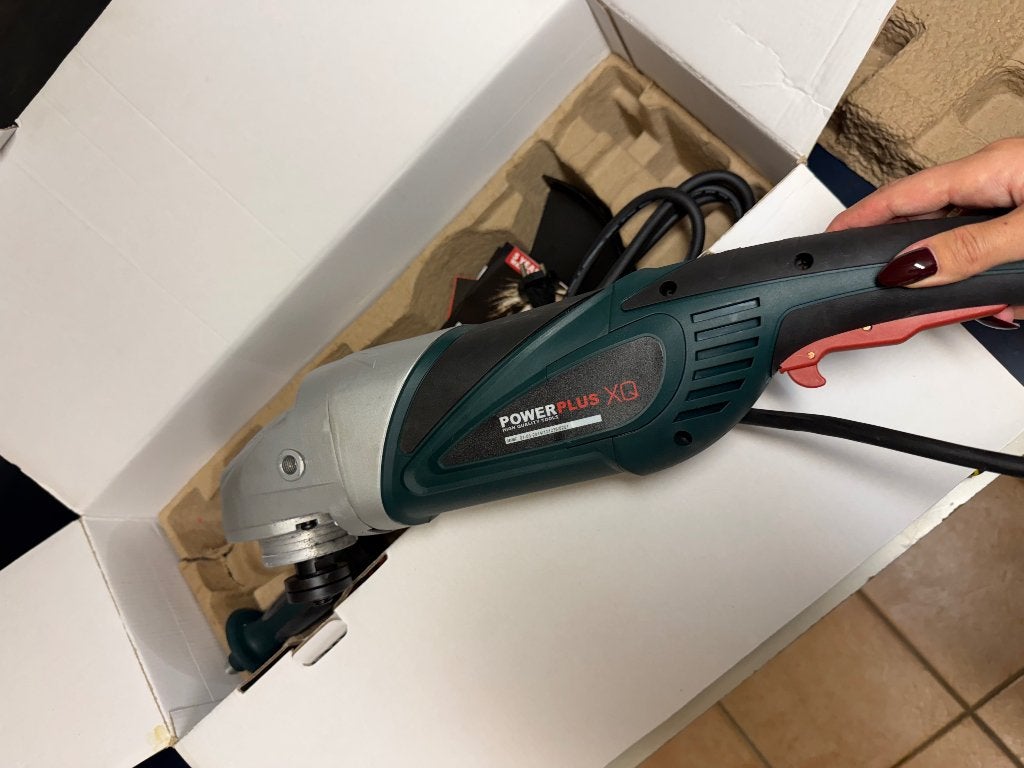 Powerplus XQ haakse slijper 2450W 230mm, Ophalen, Zo goed als nieuw, 1000 watt of meer, Haakse handslijpmachine