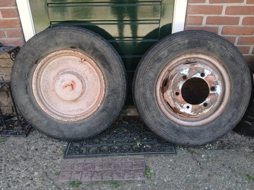 oude band / velg landbouwwagen 5 steek, Ophalen, Gebruikt