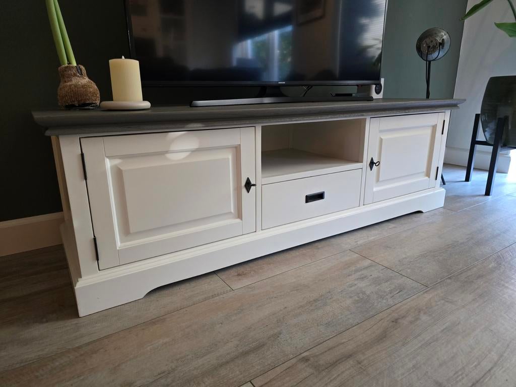 TV-meubel van hout – 165 cm – De Bommel, Ophalen, Gebruikt, 150 tot 200 cm, Landelijk