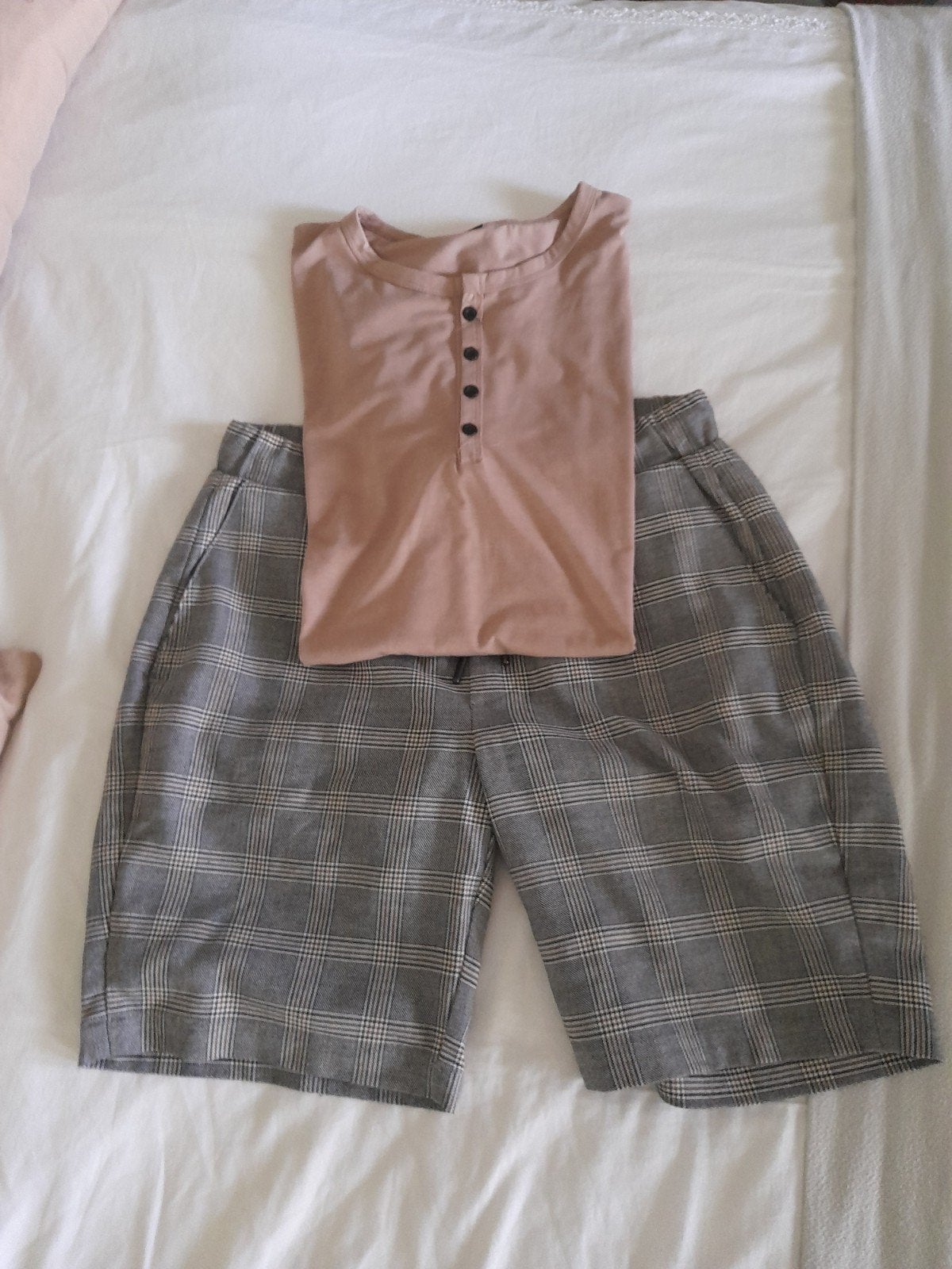 Geruite heren korte broek +shirt mt L, Ophalen of Verzenden, Zo goed als nieuw, Maat 52/54 (L), Overige kleuren