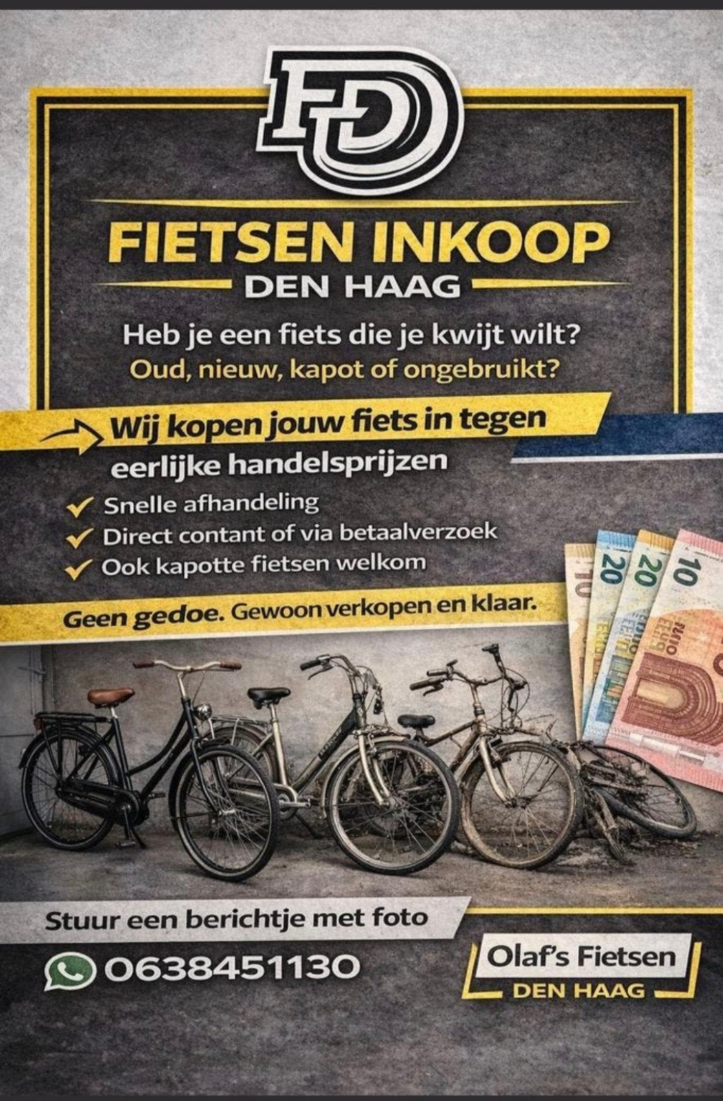 Fietsen Inkoop Den Haag: Stadsfietsen & Bakfietsen, Ophalen, Gebruikt, 1 kind, Overige merken