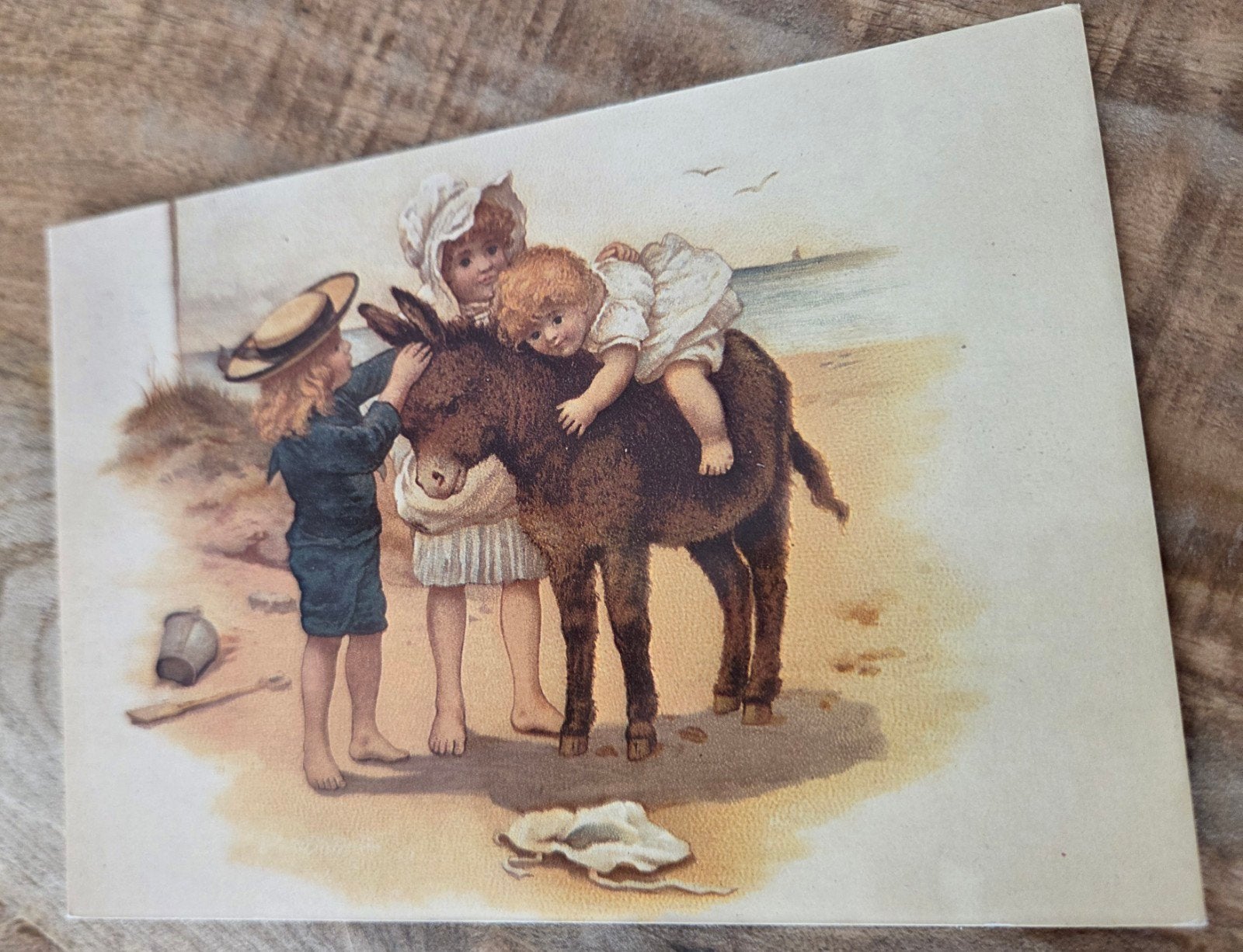 Kinderen met Ezel op het Strand, Verzenden, Ongelopen, Kinderen