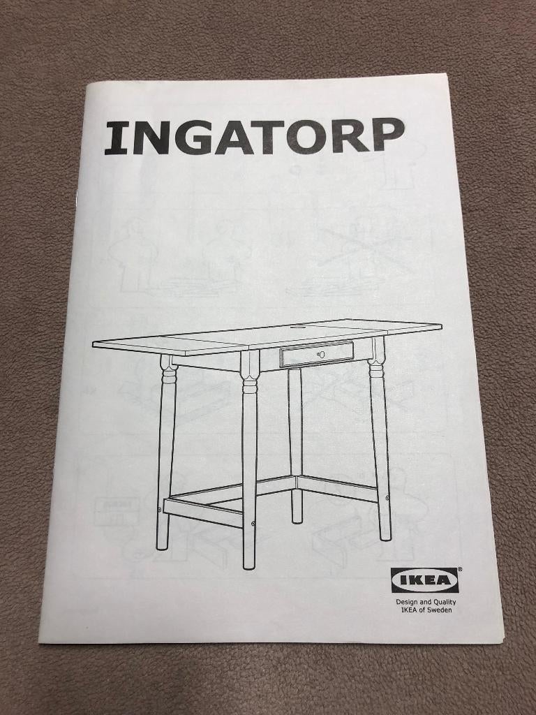 Ikea Ingatorp klaptafel + stoel + kussen, Ophalen, Zwart, Zo goed als nieuw, IKEA