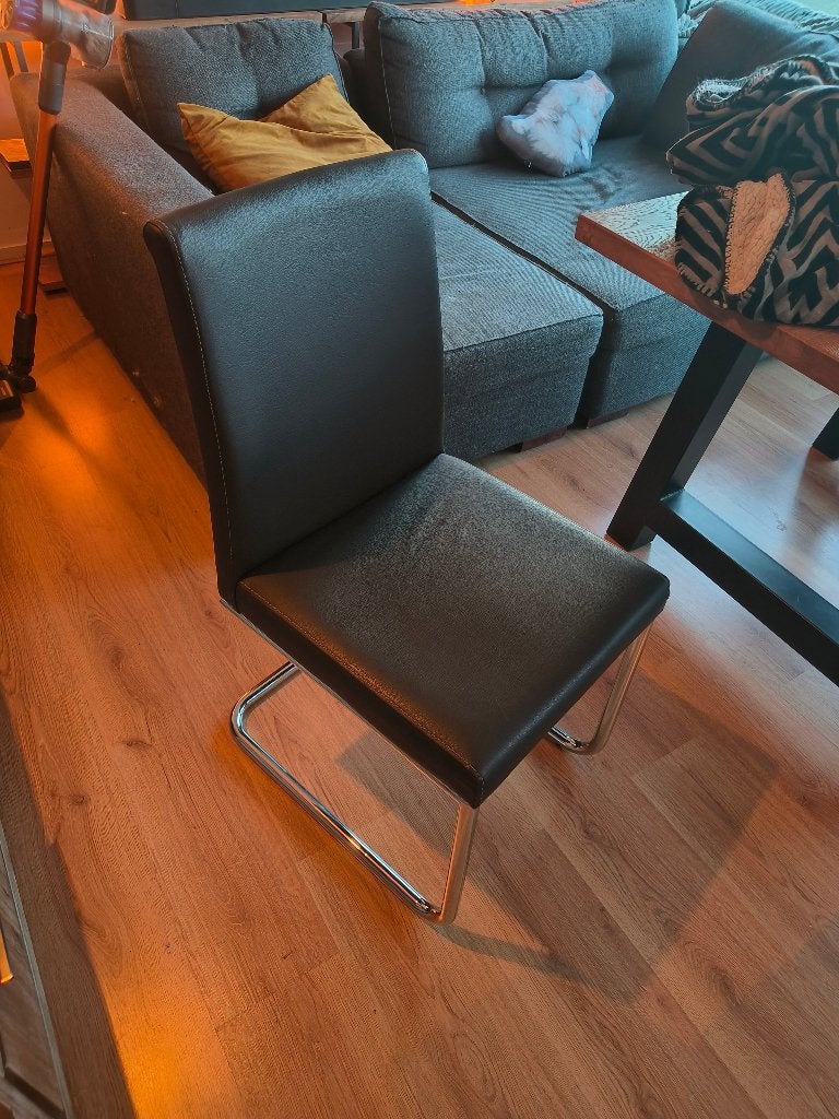 Set van 2 zwarte eetkamerstoelen | stevig metalen onderstel, Ophalen, Twee, Industrieel modern, Zwart