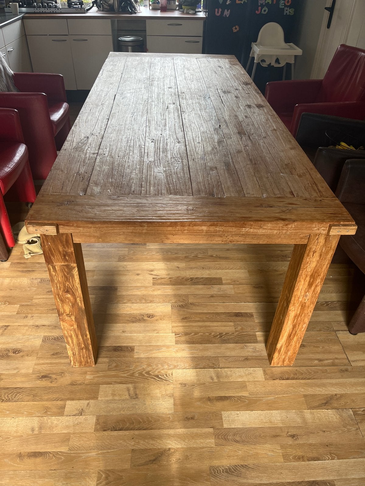 Grote teakhouten eettafel - Robuust en sfeervol, Ophalen, Gebruikt, 100 tot 150 cm, Teakhout