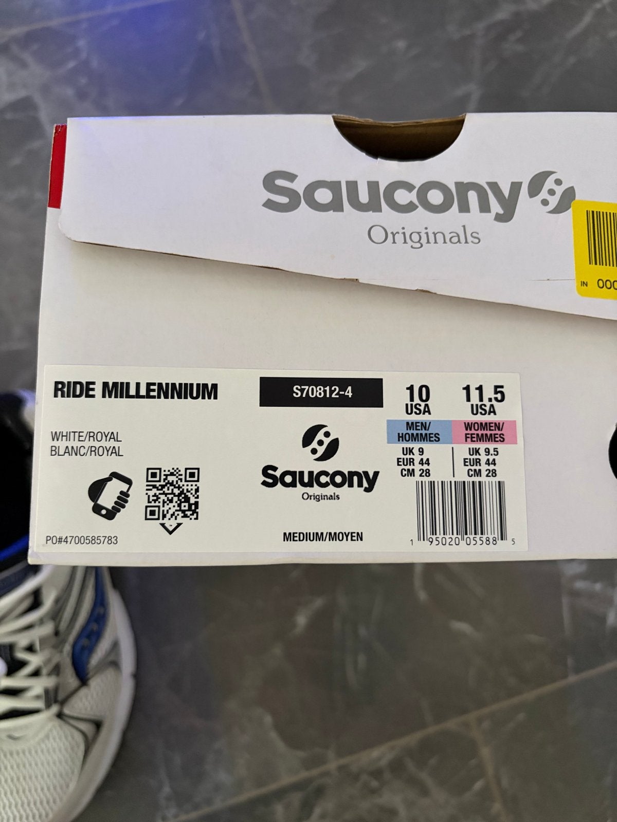 Saucony Ride Millennium Sneakers - Wit/Blauw, Wit, Ophalen of Verzenden, Sneakers of Gympen, Zo goed als nieuw