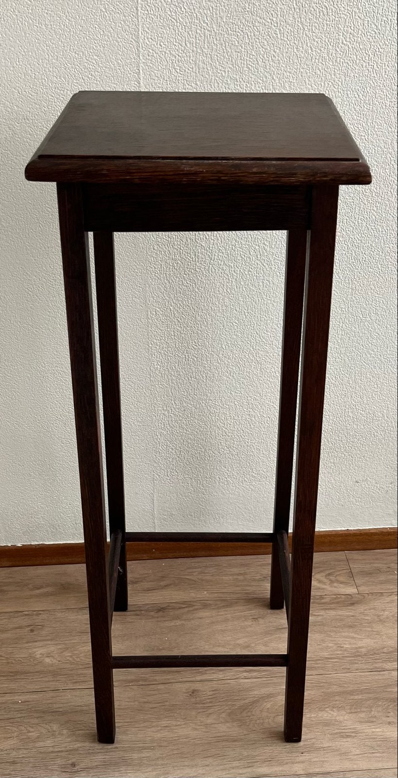 Donker eiken plantentafel / bijzettafel, Ophalen, Minder dan 55 cm, 60 cm of meer, Rechthoekig