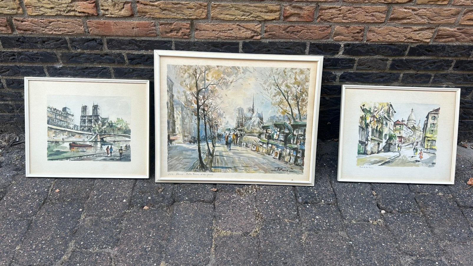 3x G. Lelong lithografie Parijs – gesigneerd & ingelijst, Antiek en Kunst, Gesigneerd, Ophalen, Lithografie
