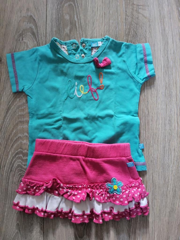 Lief! shirt en rokje maat 74, Kinderen en Baby's, Babykleding | Maat 86, Gebruikt, Meisje, Lief!, Ophalen of Verzenden