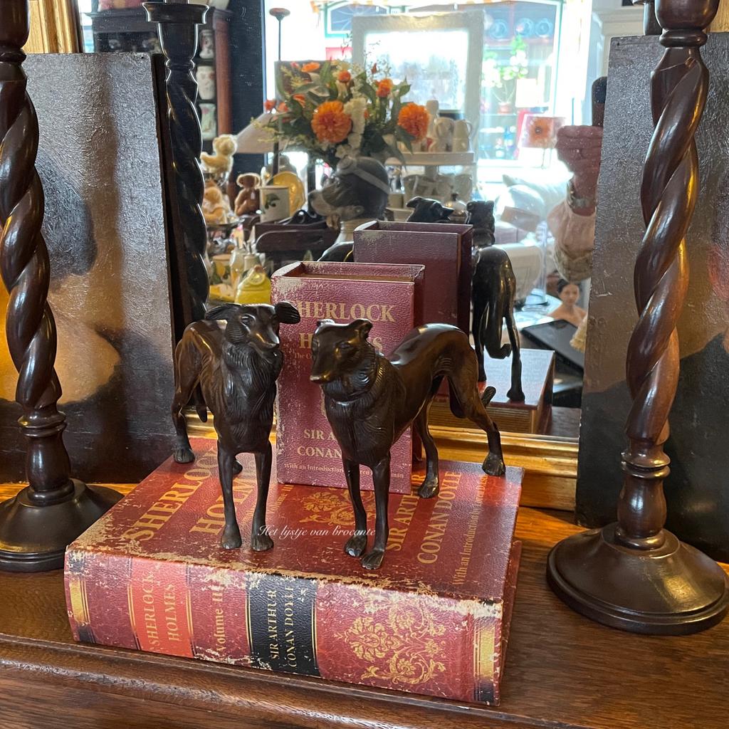 Engels antiek paar bronzen Greyhounds/Hazenwindhonden, Ophalen of Verzenden