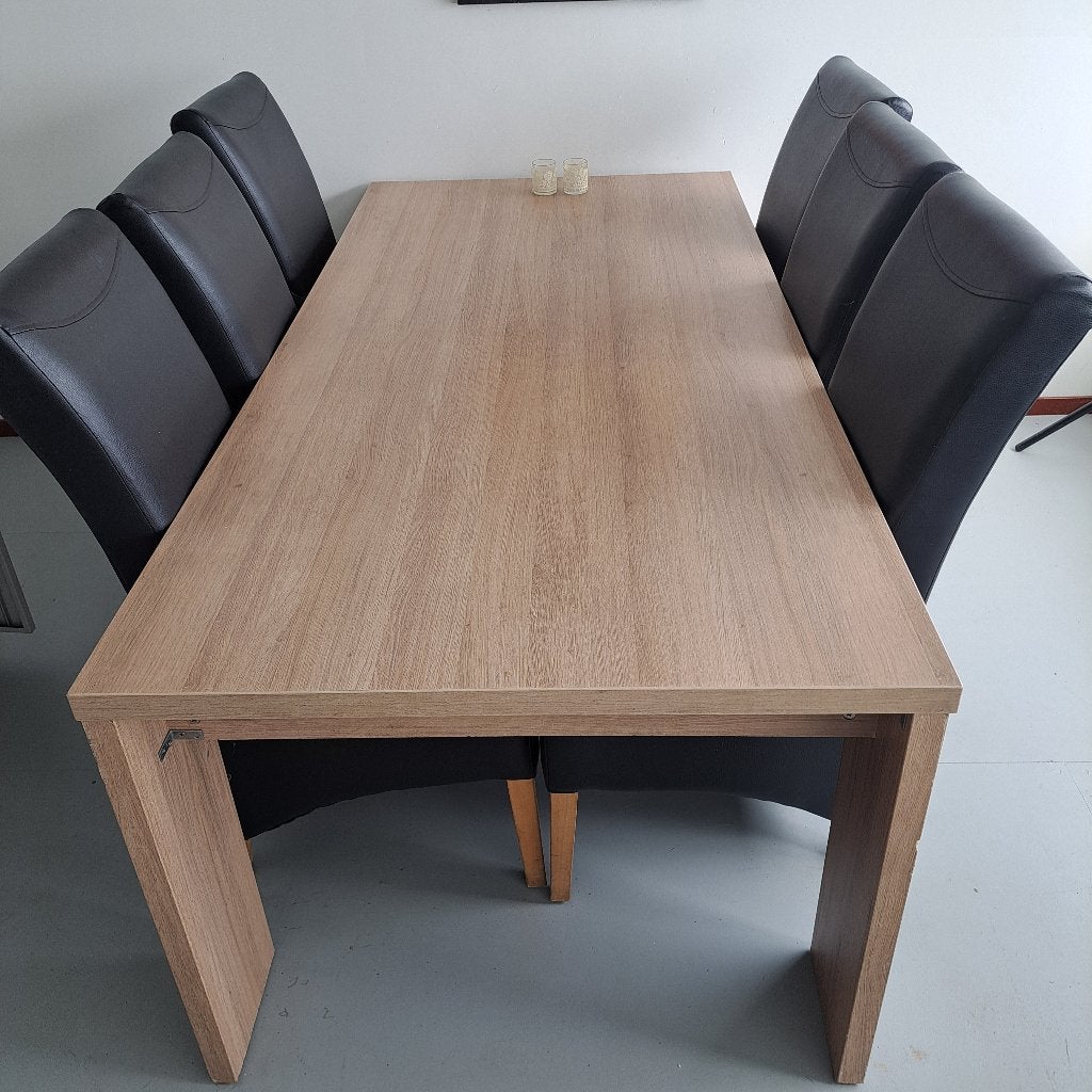 Tafel en stoelen, Ophalen, Gebruikt, Zwart, Leer
