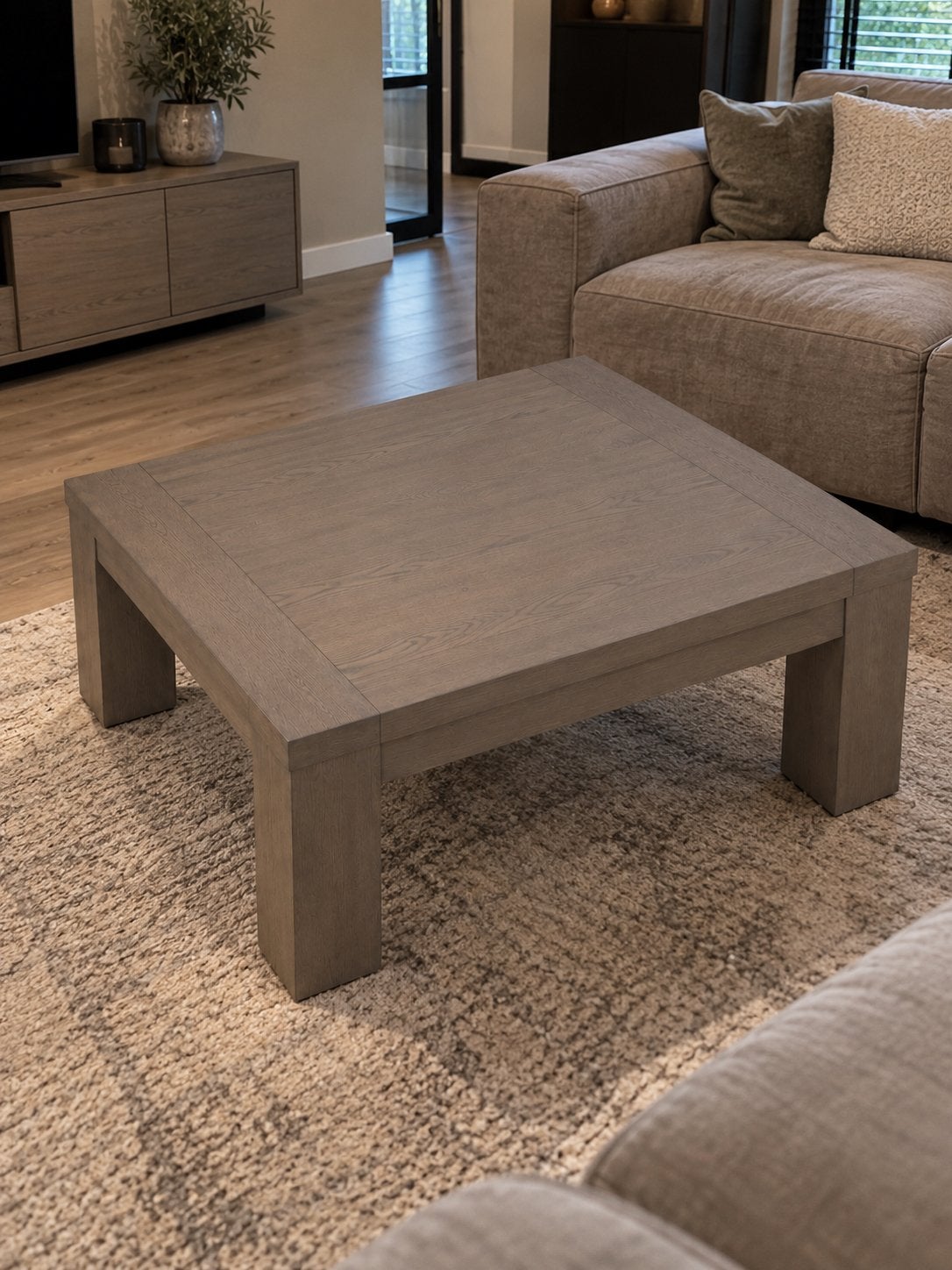 Eikenhouten salontafel Grey Washed, Gebruikt, Vierkant, 5 – 50, Overige houtsoorten