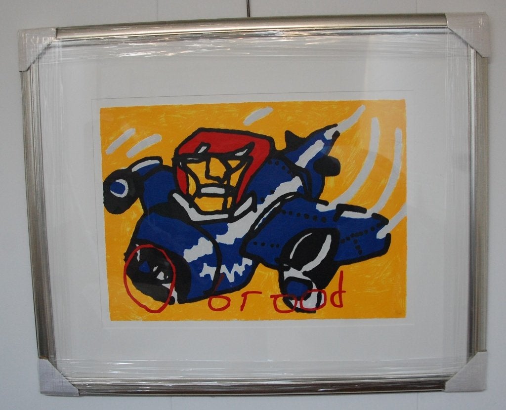 Herman Brood zeefdruk nu 4 vliegtuig, Gesigneerd, Ophalen, Portret en Figuren, Zeefdruk