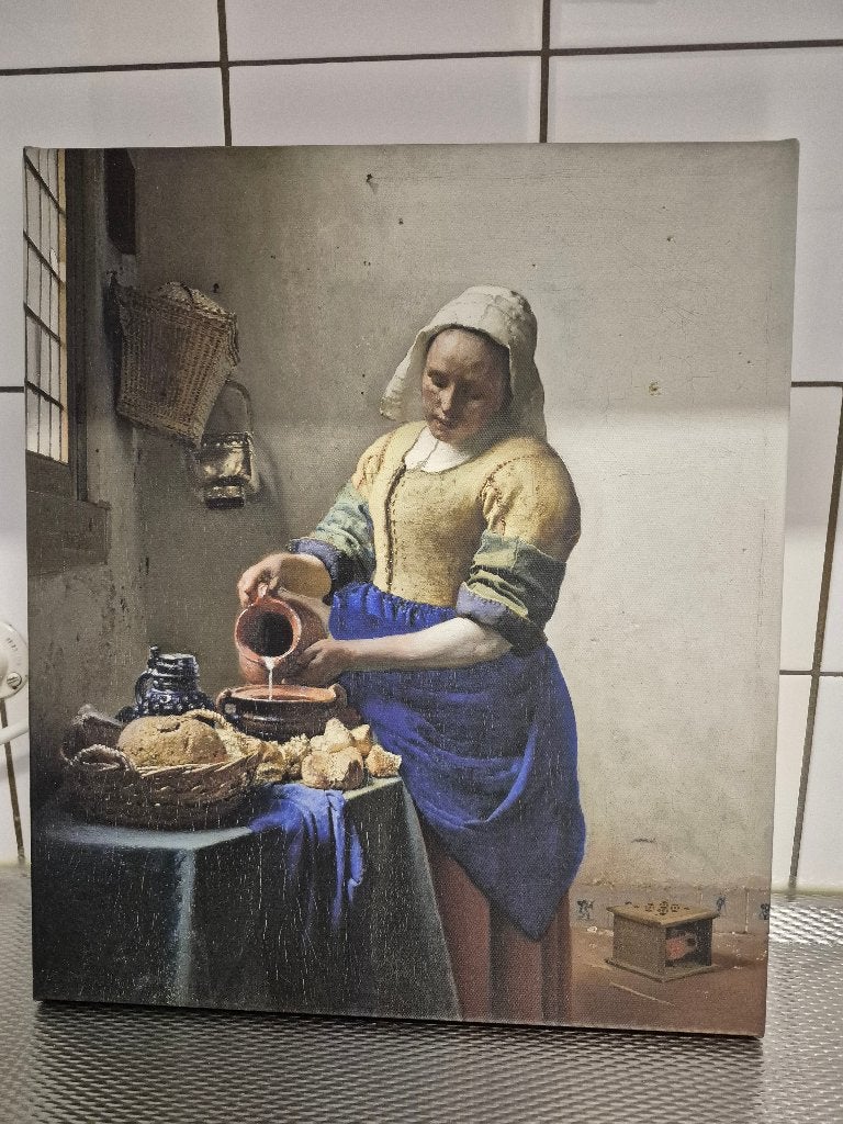 canvas schilderij "Melkmeisje" (Gereserveerd), Minder dan 50 cm, Overige typen, Ophalen of Verzenden, Zo goed als nieuw