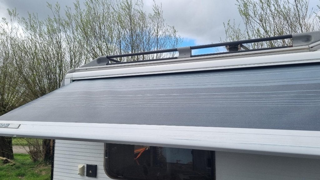 Camper luifel Omnistor Grijs 4mtr Cassette wand luifel, Ophalen, Gebruikt