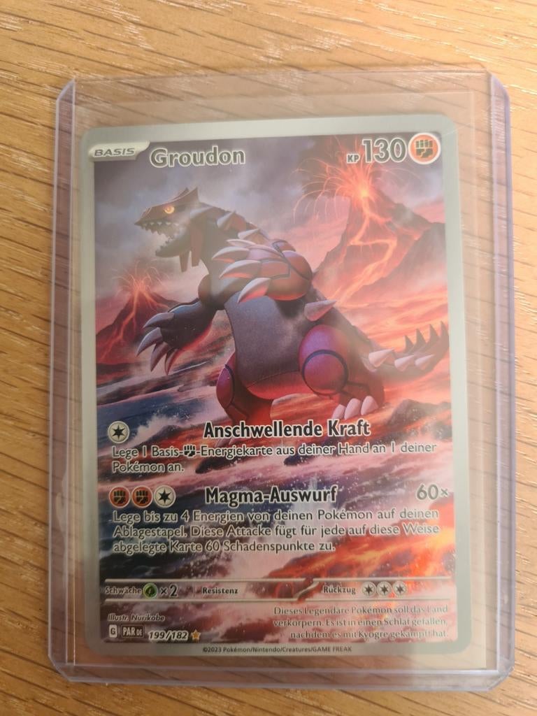 Groudon Pokémon Kaart - Duits - Zeldzaam, Hobby en Vrije tijd, Ophalen of Verzenden, Nieuw, Losse kaart, Foil