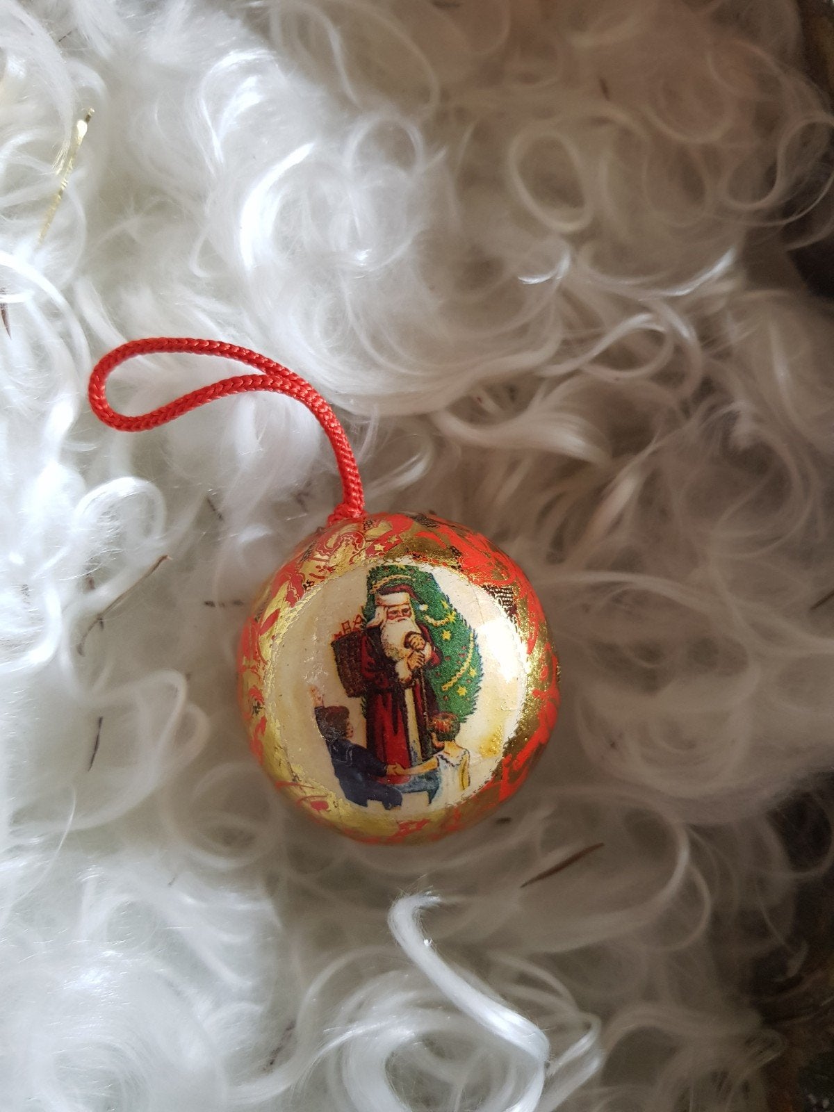 vintage kerstbal papier maché, Ophalen of Verzenden, Zo goed als nieuw