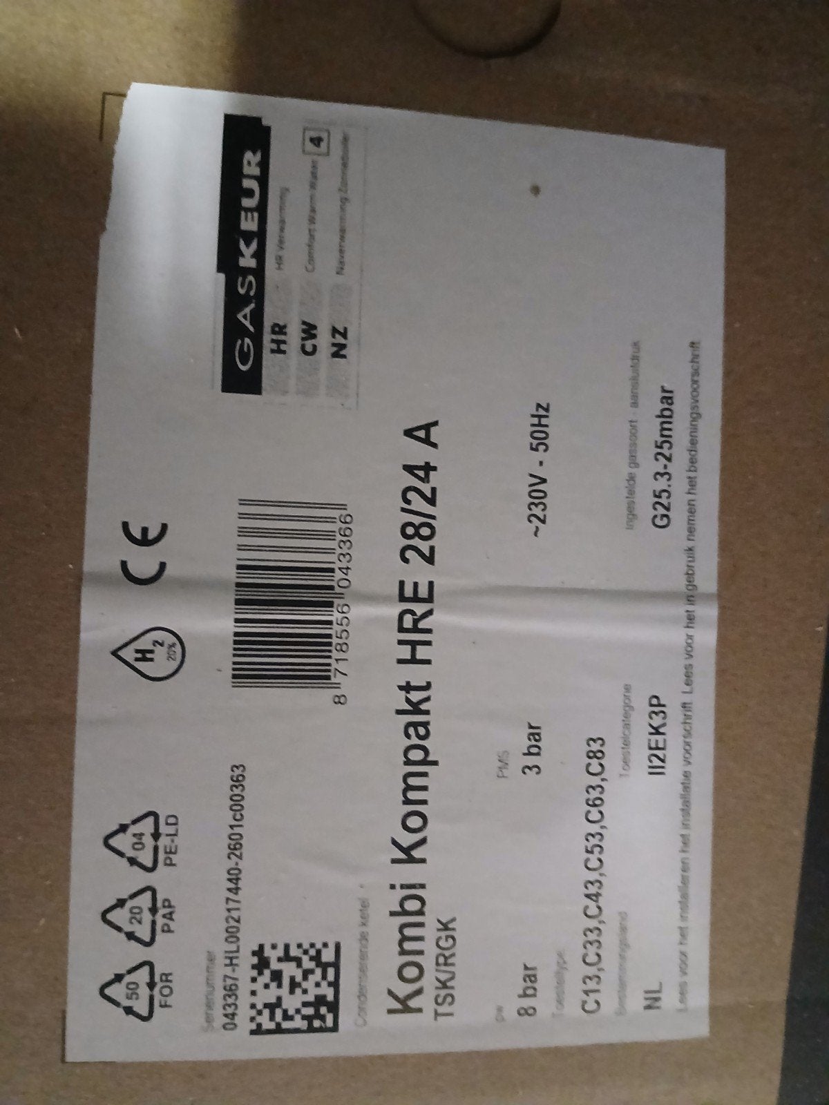 Intergas combi cv ketel, Ophalen of Verzenden, Minder dan 60 cm, Cv-ketel of Combi-ketel, 30 tot 80 cm