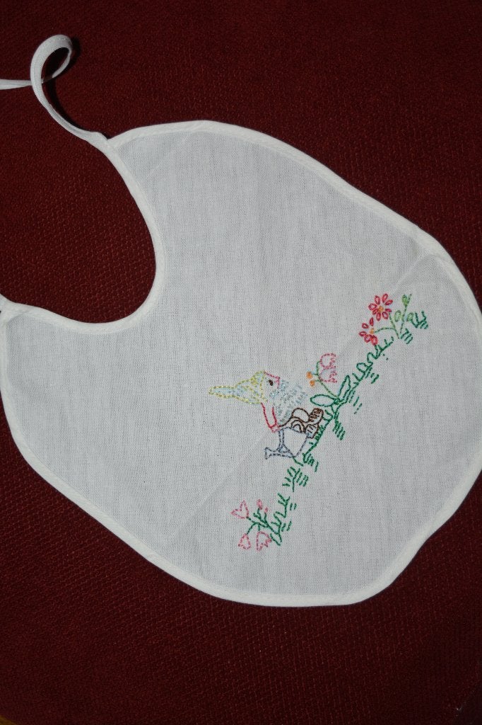 vintage geborduurd baby slabbetje, Ophalen of Verzenden
