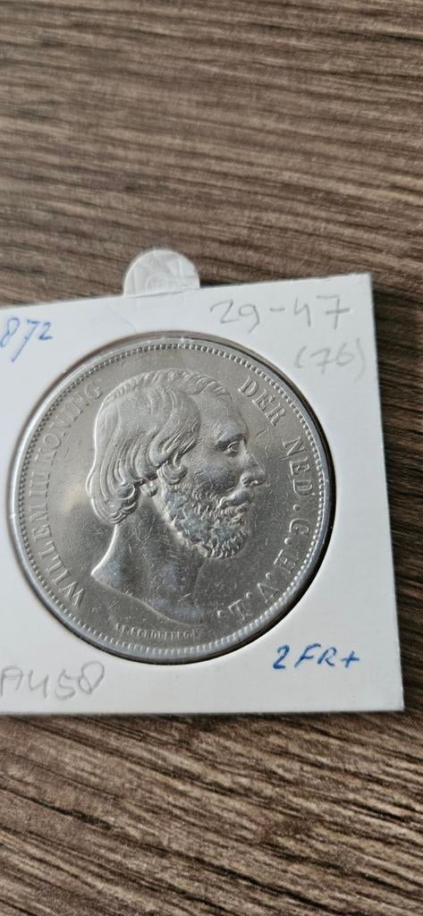 Zilveren rijksdaalder 1872  Willem lll mooie kwaliteit, Koning Willem III, Zilver, Ophalen of Verzenden, Losse munt