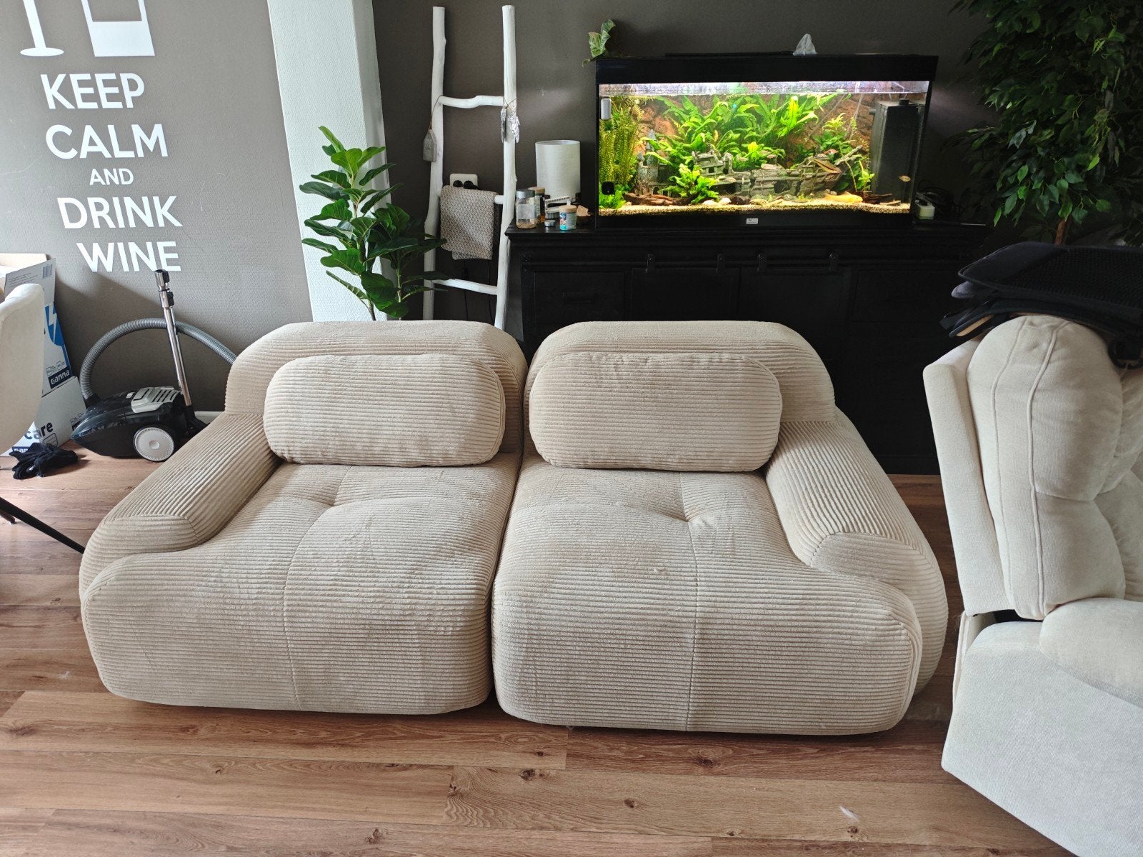 Lusciate modulaire 2-zits bank beige ribstof, Ophalen of Verzenden, 75 tot 100 cm