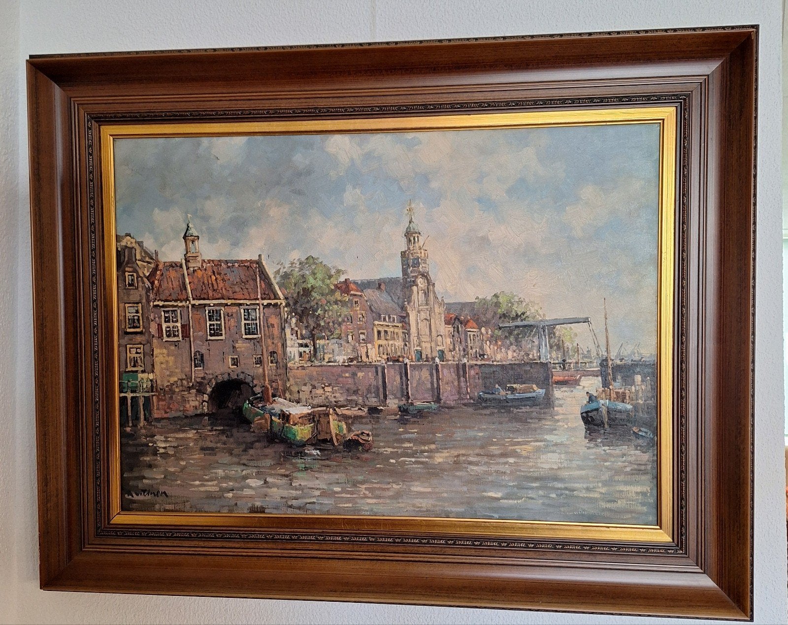 Delfshaven Rotterdam/Anton van Unen., Antiek en Kunst, Kunst | Schilderijen | Klassiek, Ophalen