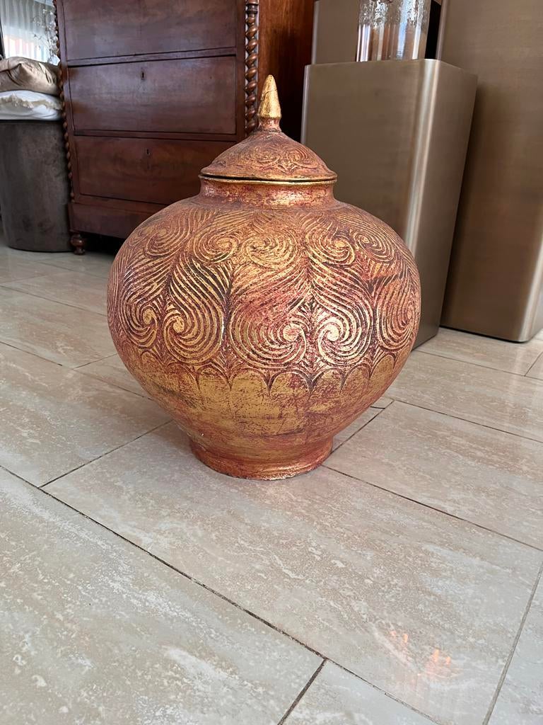 Grote pot met bladgoud Lumiere, Overige materialen, Gebruikt, Overige kleuren, Ophalen of Verzenden