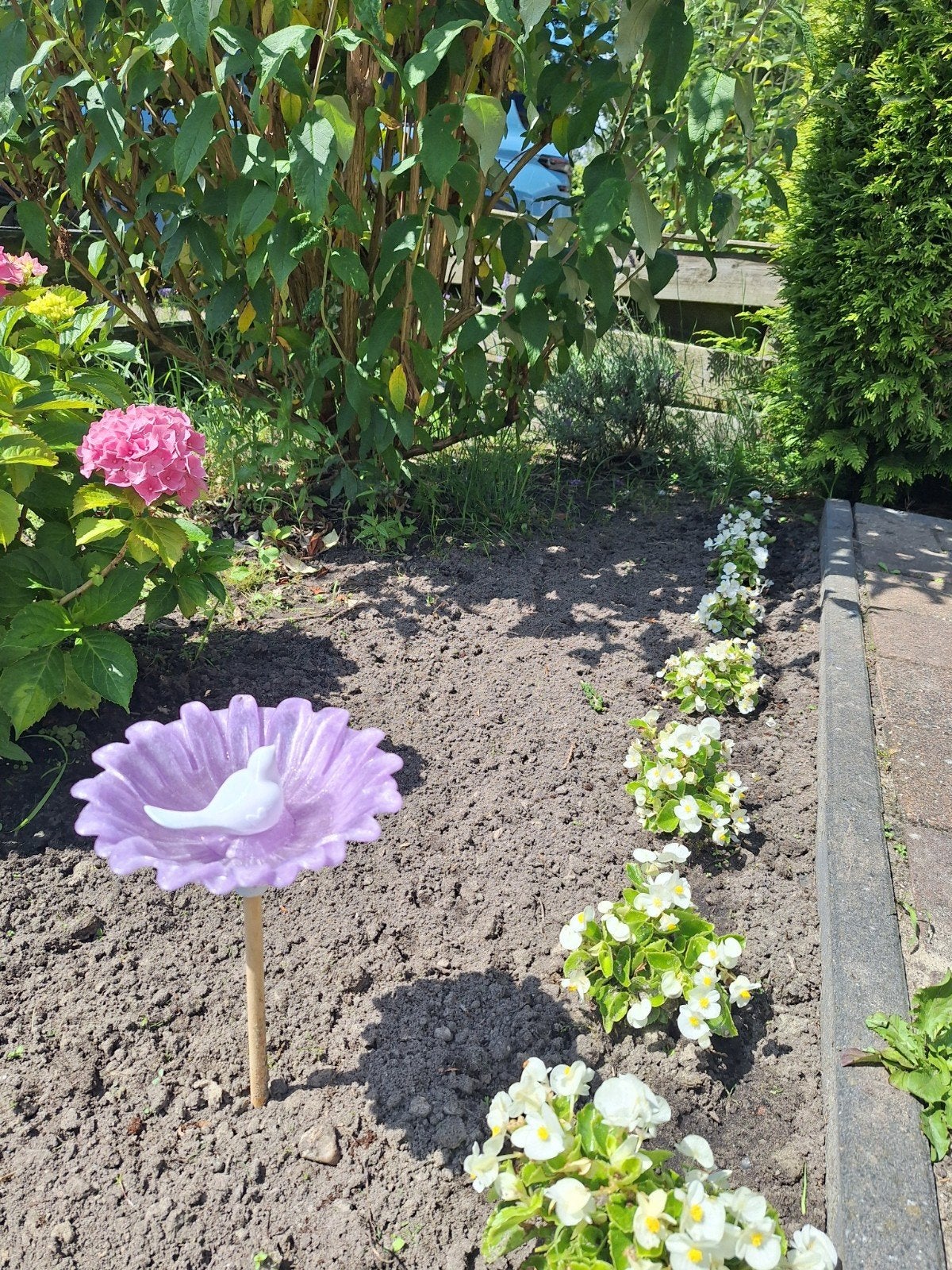 Vogelbadje/Voederbakje voor Tuin - Paars Bloem Design, Laserparadijs, Nieuw, Ophalen of Verzenden, Info@laserparadijs.nl