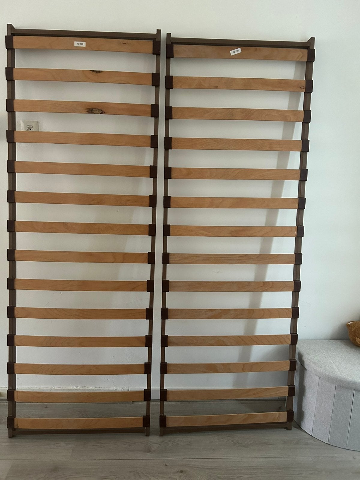 Bed bodem 2x70=140x200cm, Huis en Inrichting, Slaapkamer | Bedden, Ophalen, Gebruikt, Bruin, Tweepersoons