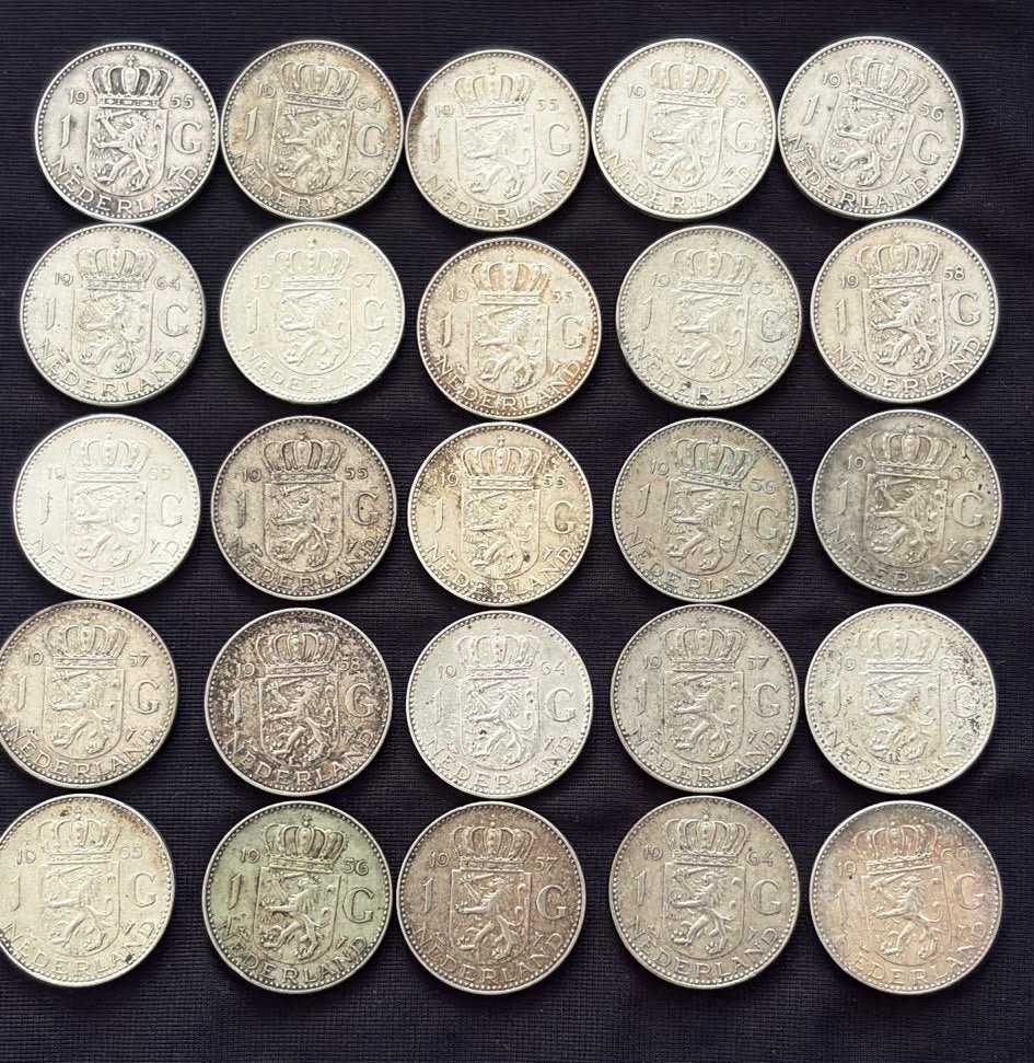27 guldens Juliana diverse jaartallen, 1 gulden, Koningin Juliana, Zilver, Verzenden