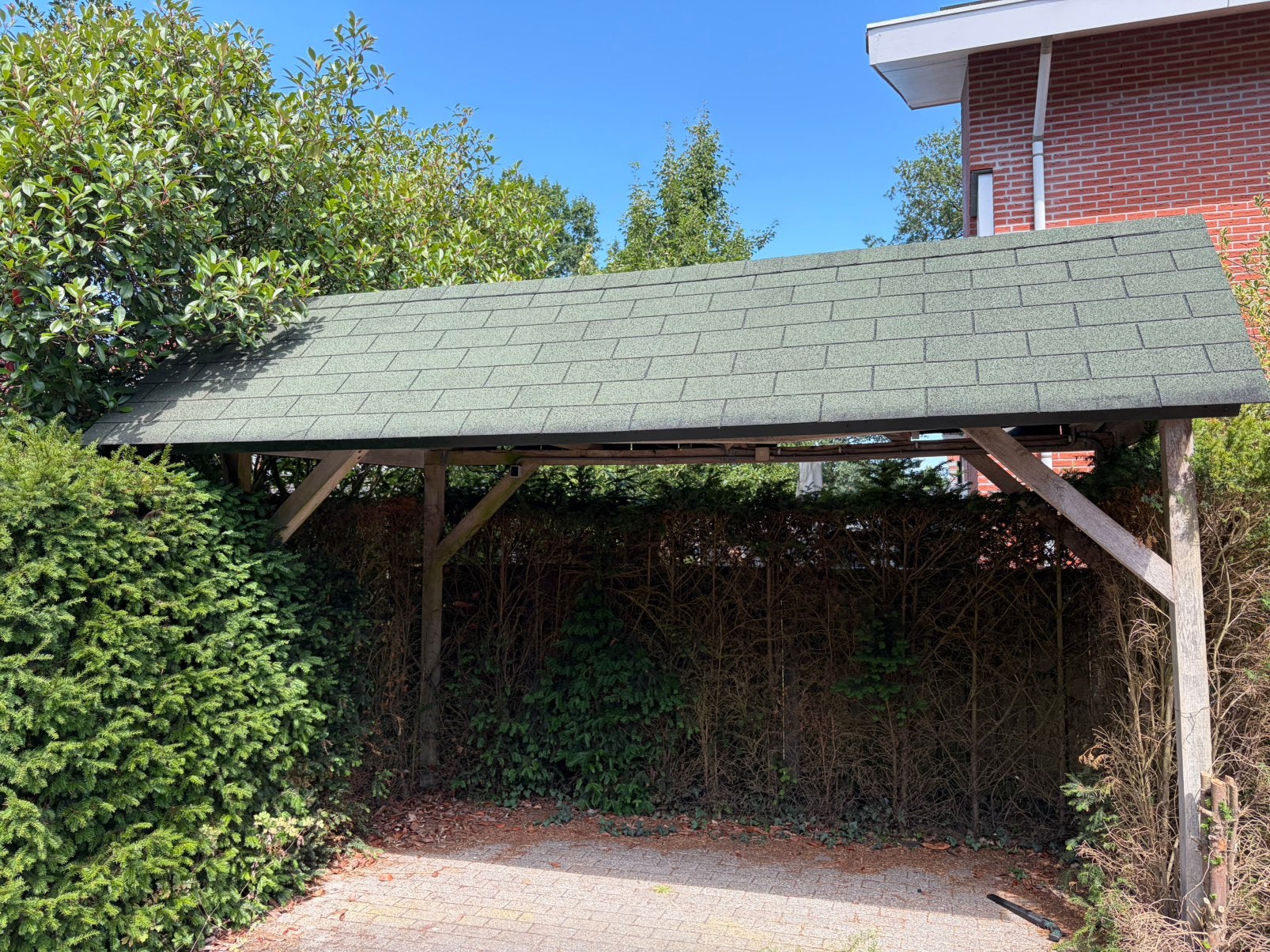 Houten pergola / overkapping met dak – ca. 430 x 300 cm, Ophalen, Gebruikt