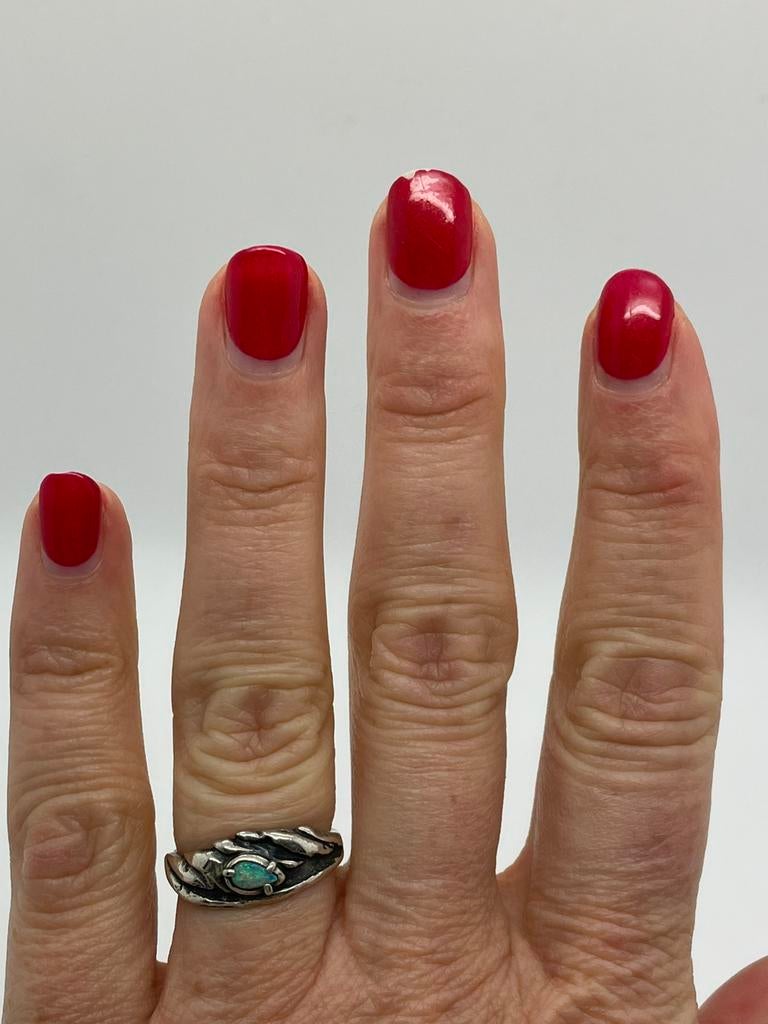 D177 Prachtige zilveren Perli ring opaal maat 17,25, Sieraden, Tassen en Uiterlijk, Ophalen of Verzenden, Zilver, Ring, Met edelsteen