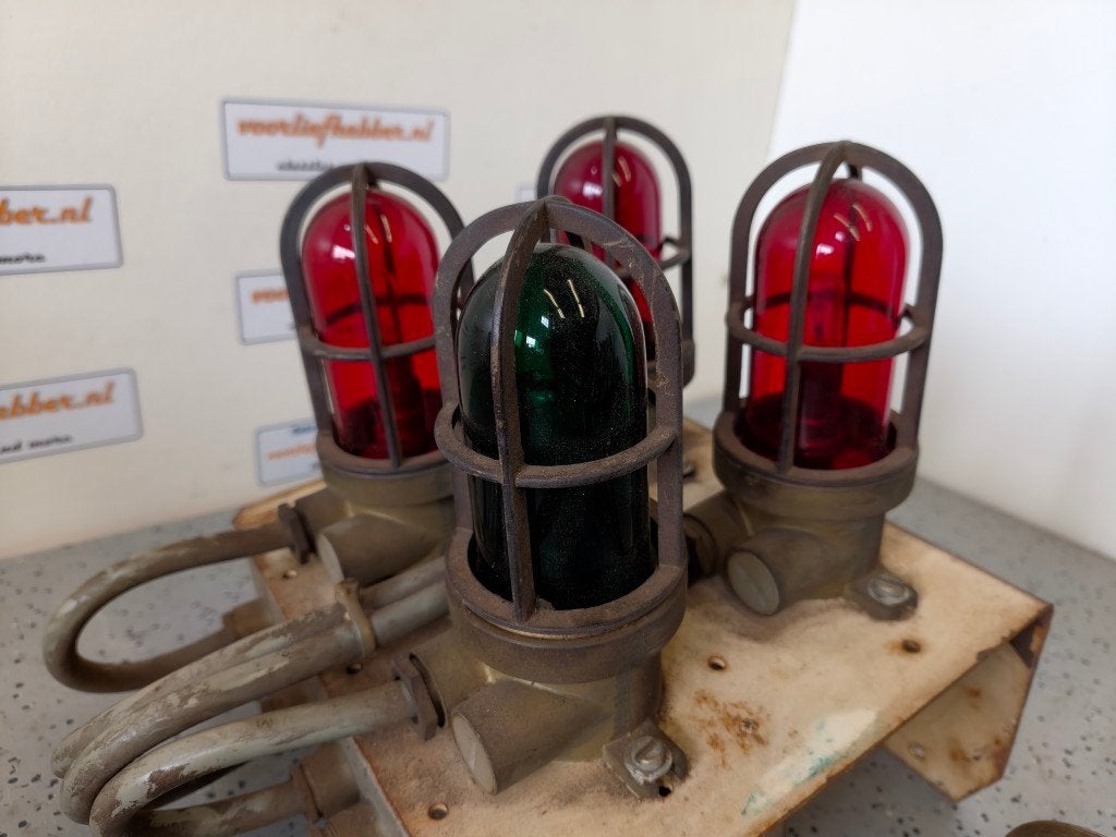 Vintage industriele verlichting met messing armatuur, Ophalen of Verzenden