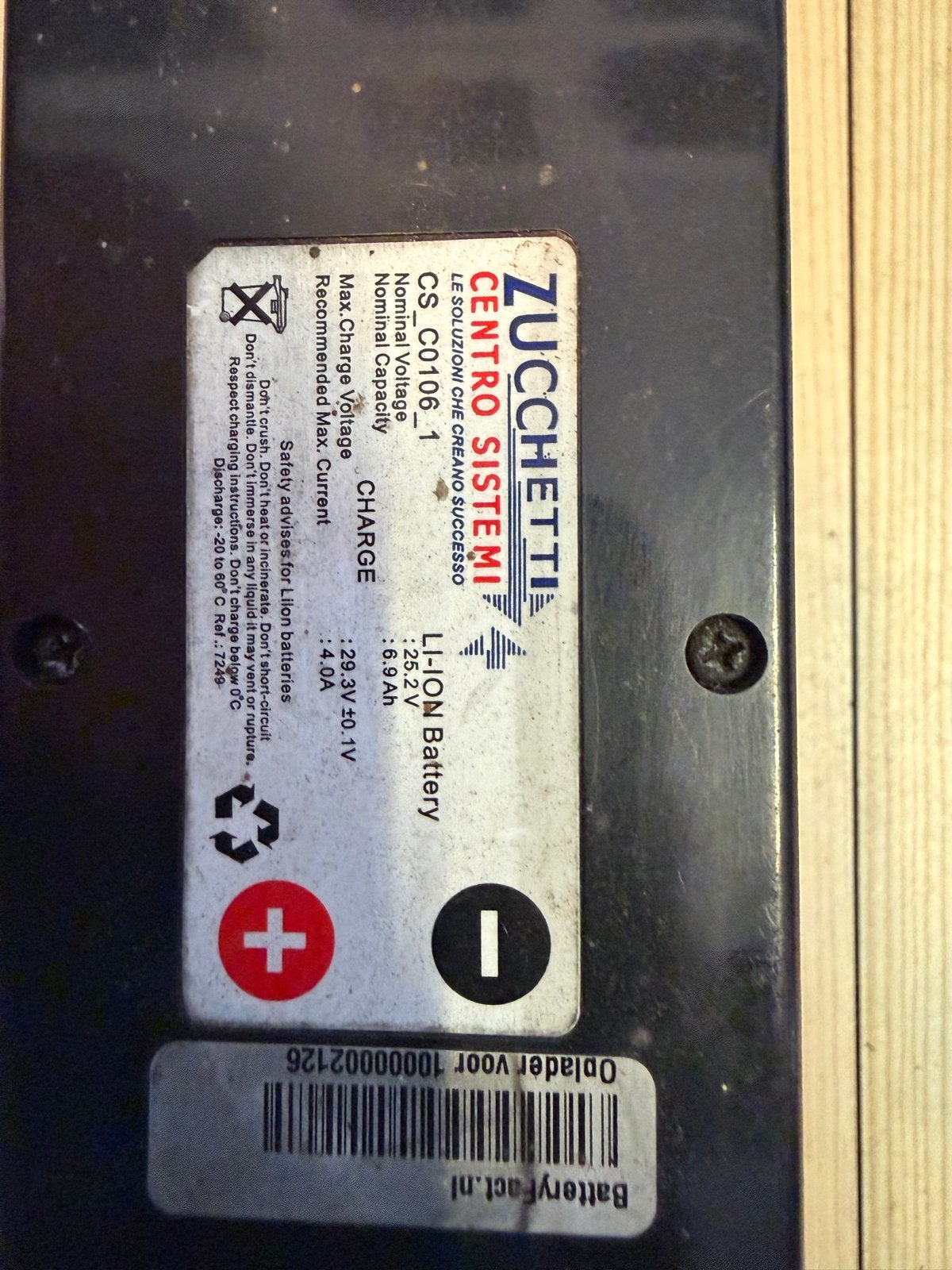 Zucchetti Centro Sistemi Li-ion Accu Robotmaaier, Computers en Software, Accu's en Batterijen, Ophalen, Gebruikt
