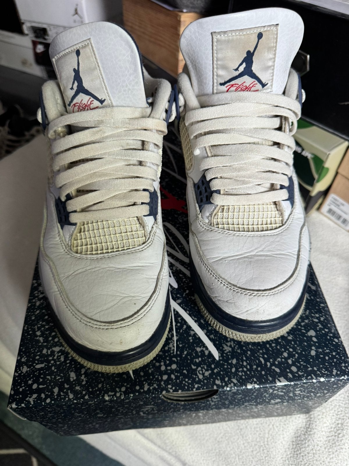 Jordan 4 Midnight Navy maat 43, Verzenden, Wit, Sneakers of Gympen, Gedragen