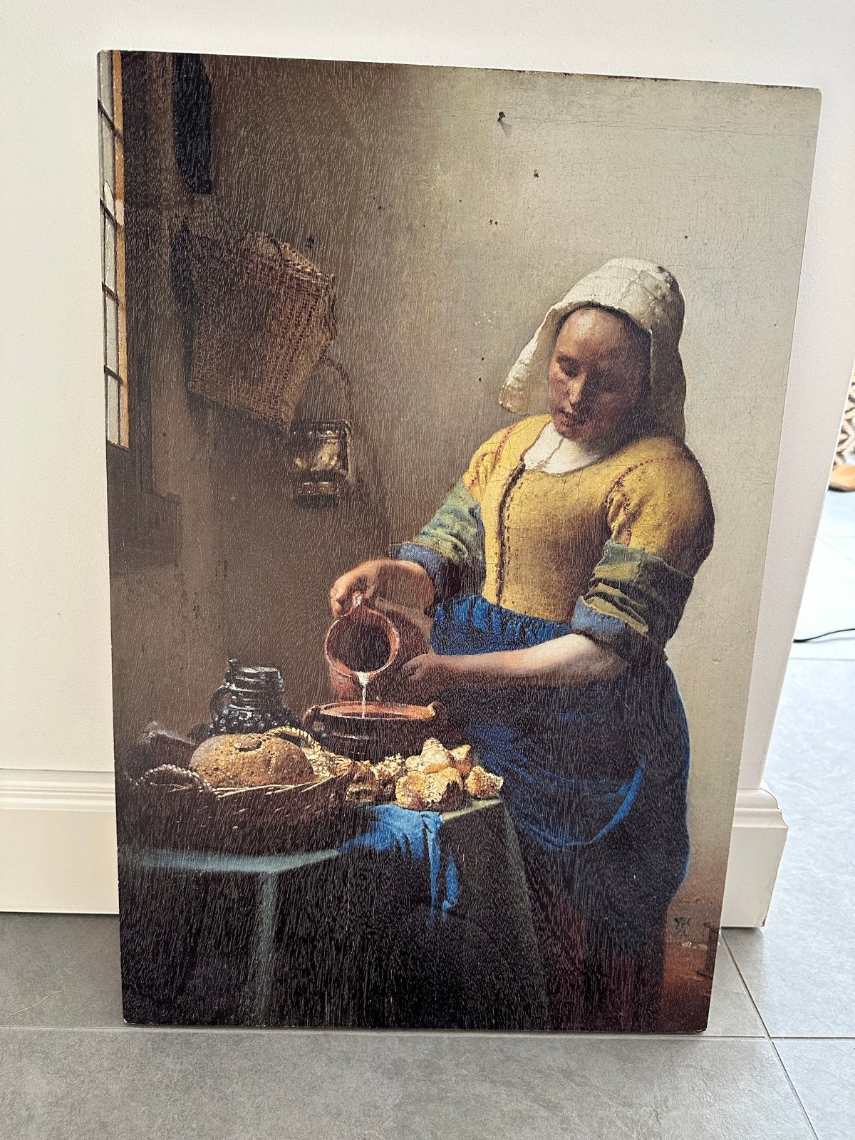 De Melkmeid - Johannes Vermeer - Print op houten paneel, Antiek en Kunst, Kunst | Schilderijen | Klassiek, Paneel, Portret of Personen