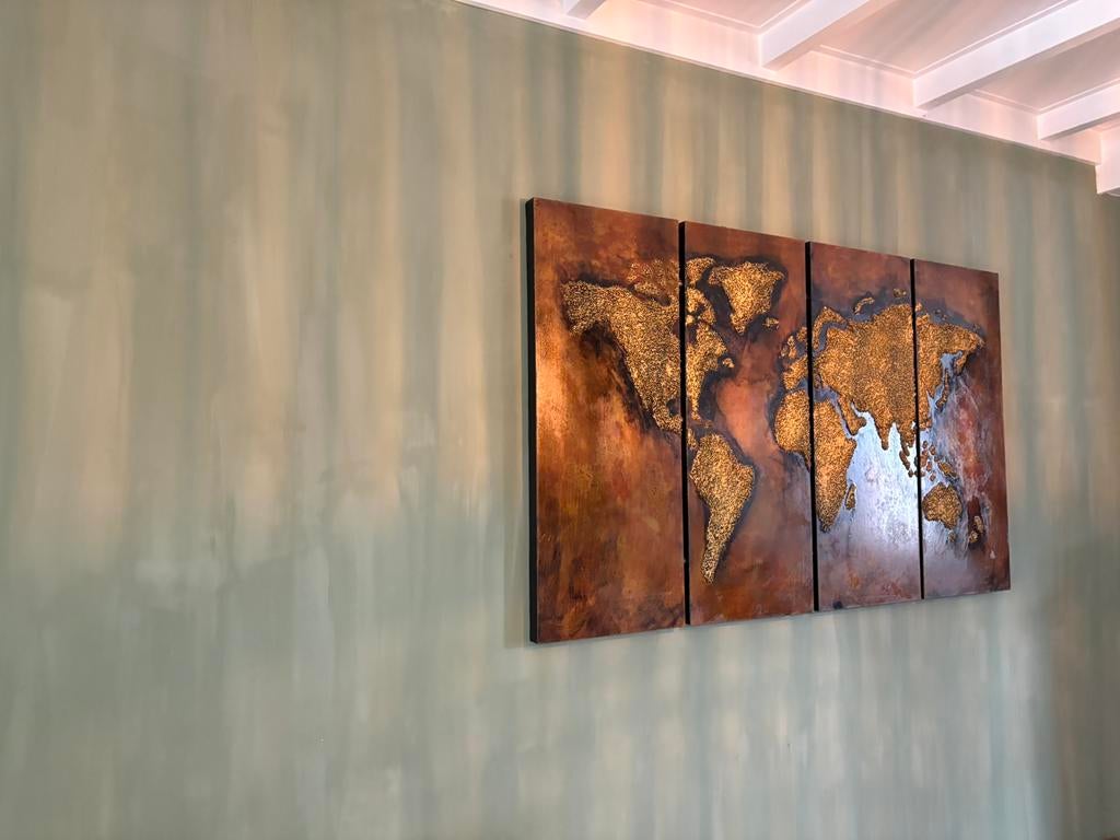 Wereldkaart vier luijken, Antiek en Kunst, Ophalen