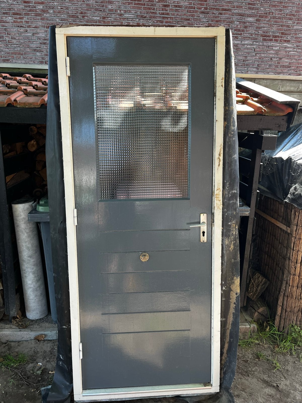 Buitendeur met kozijn en dorpel, Doe-het-zelf en Verbouw, Ophalen, Gebruikt, 80 tot 100 cm, Buitendeur
