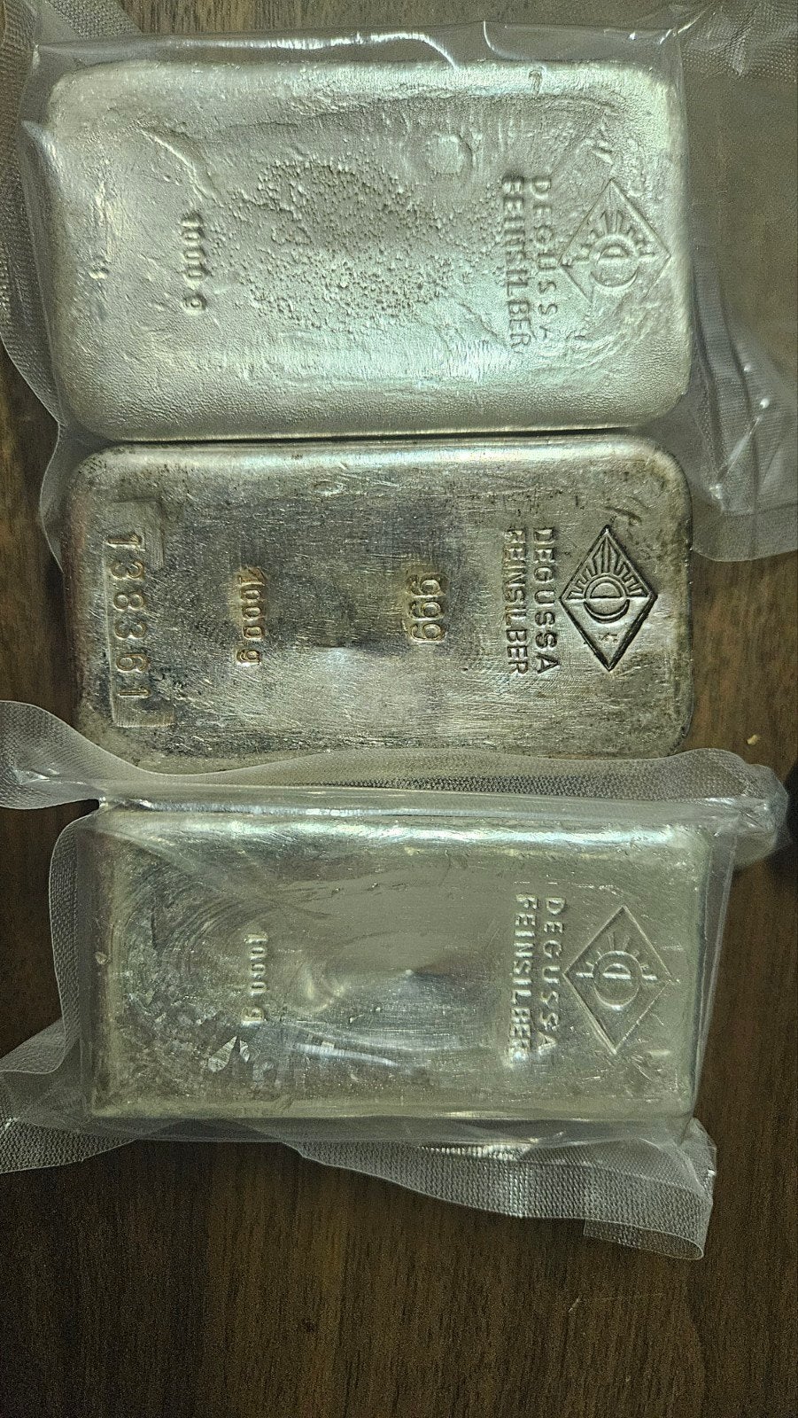 3 x 1 kilo 999 zilver degussa, Ophalen of Verzenden, Zilver