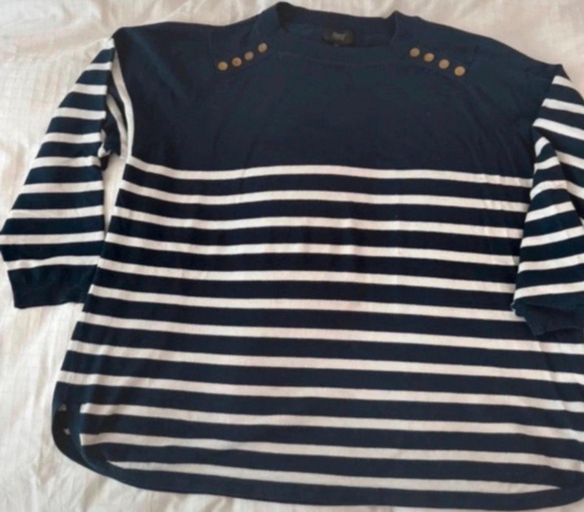 Zhenzi gestreepte trui, donkerblauw/crème, maat XL (valt rui, Ophalen of Verzenden, Gedragen, Maat 46/48 (XL) of groter, Blauw