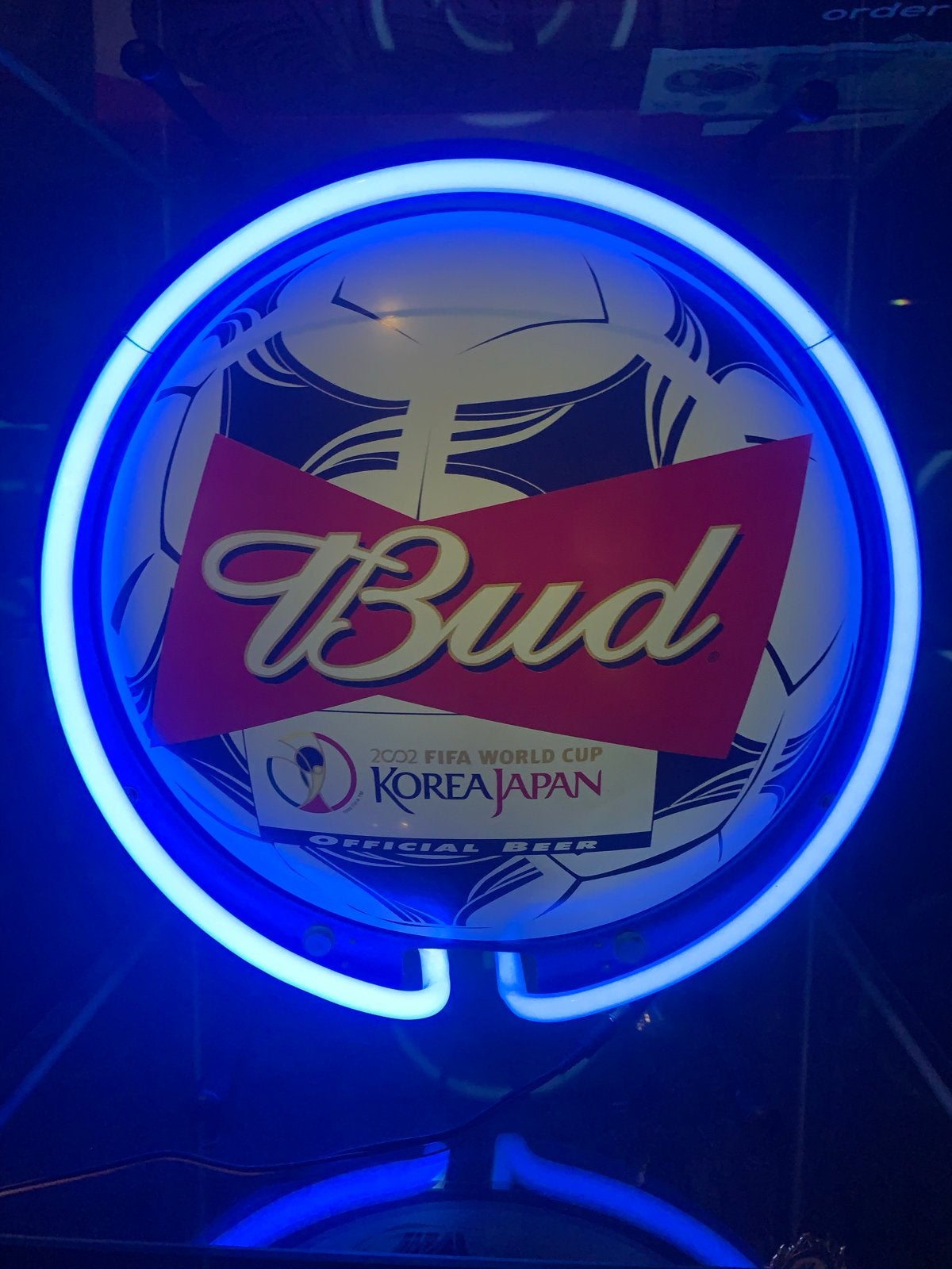 Budweiser 2002 FIFA World Cup Neon Lichtbak, Verzamelen, Ophalen of Verzenden, Zo goed als nieuw, Lichtbak of (neon) lamp