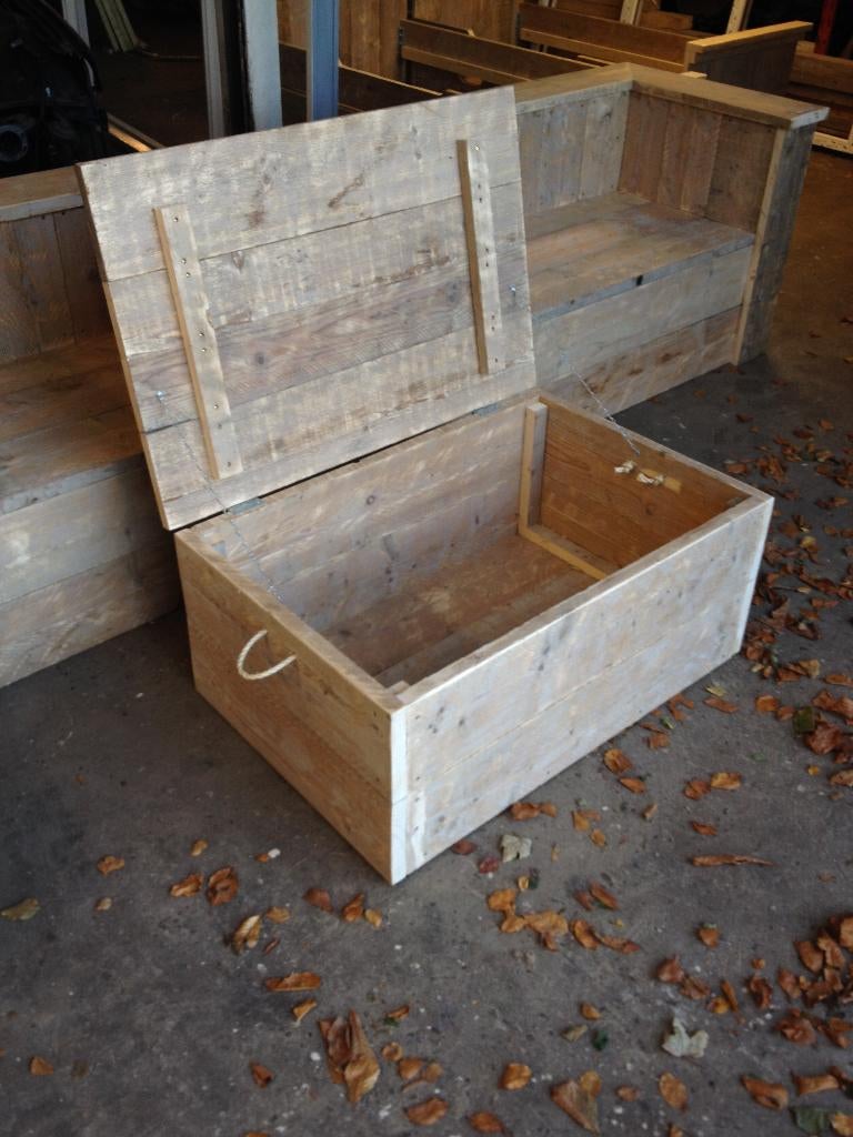 Opbergkist steigerhout, Doe-het-zelf en Verbouw, Kratten en Dozen, Ophalen, 40 tot 60 cm, 50 tot 75 cm, 35 tot 50 cm