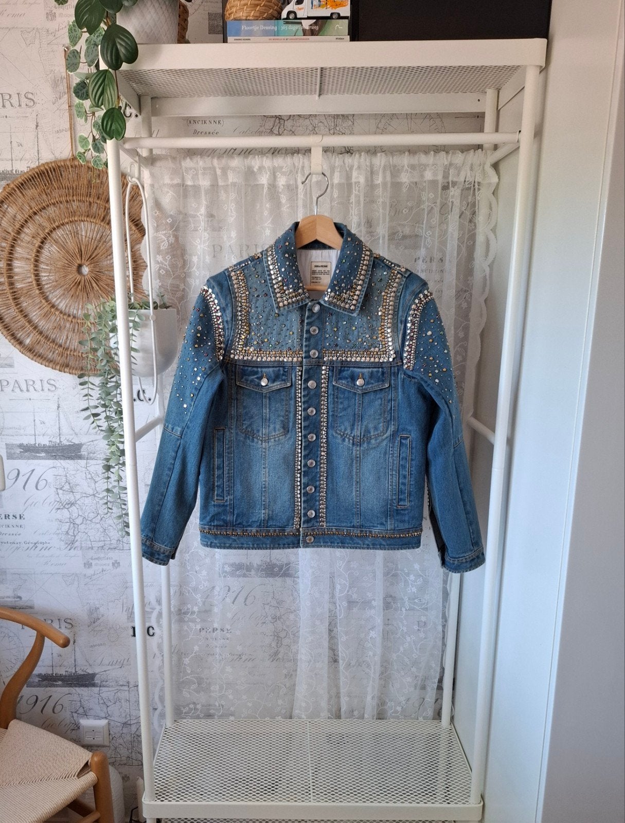 Zadig & Voltaire Killer Crystal Stud Denim jasje maat S, Zadig & Voltaire, Blauw, Ophalen of Verzenden, Maat 36 (S)