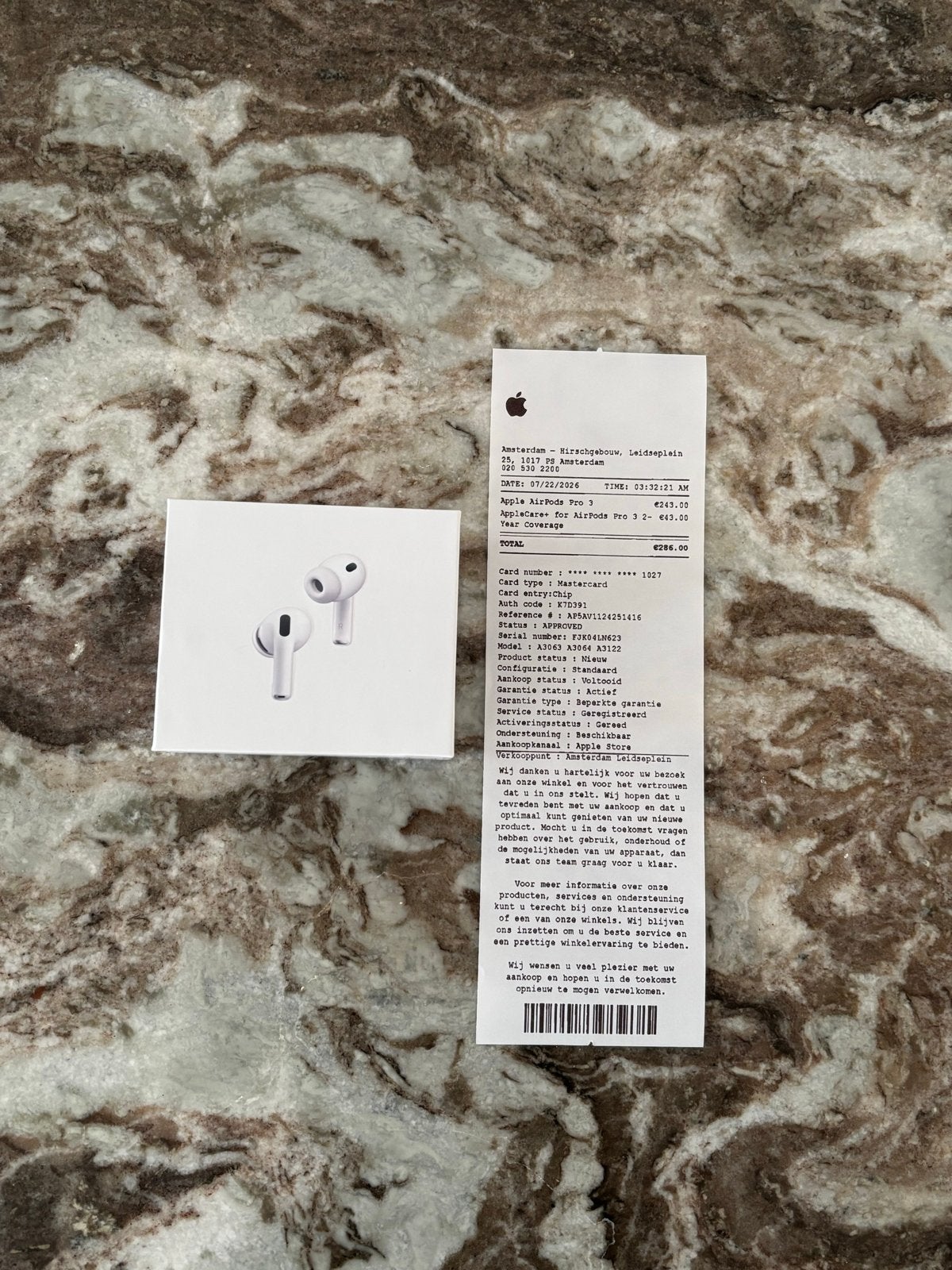 Apple AirPods Pro 3 met bon en garantie, In-ear, Bluetooth, Ophalen of Verzenden, Zo goed als nieuw