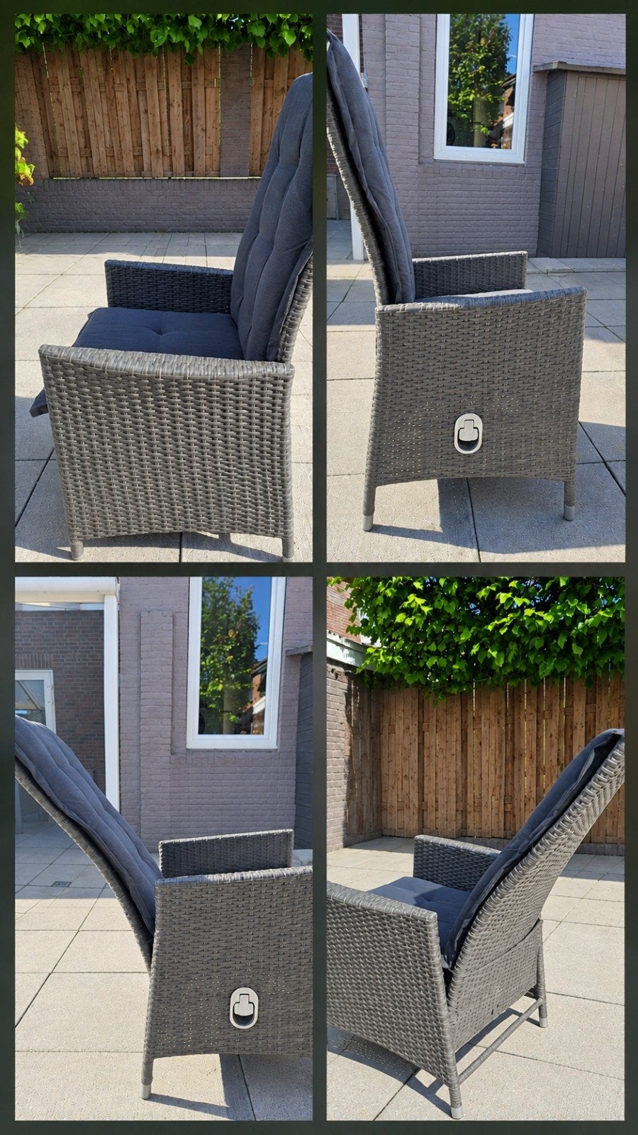 Tuintafel (200x100cm) met keramisch blad en 4 stoelen, Ophalen, Gebruikt, Rechthoekig, Overige materialen