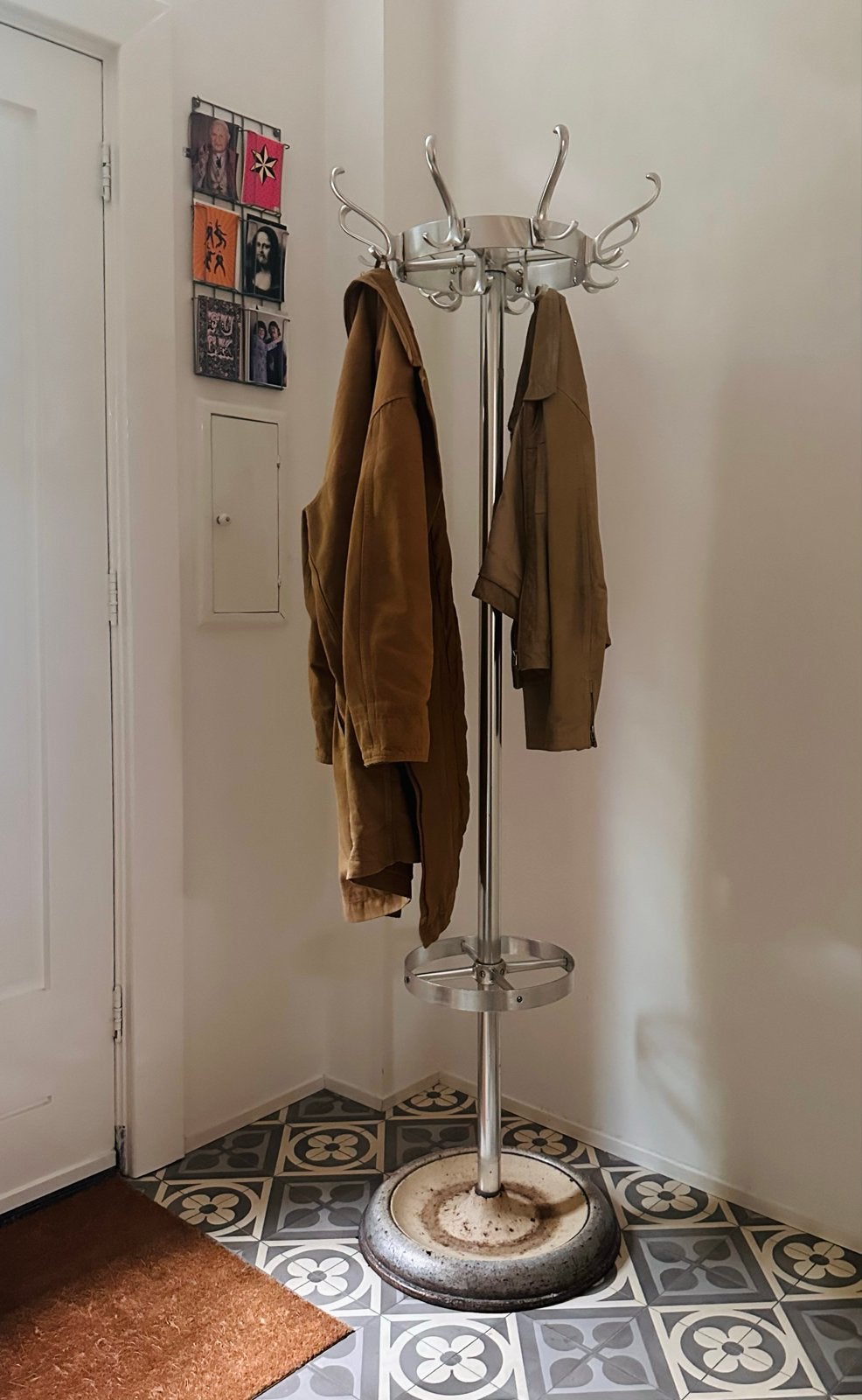 Vintage staande kapstok met paraplubak, Ophalen, Gebruikt, Metaal, Staande kapstok